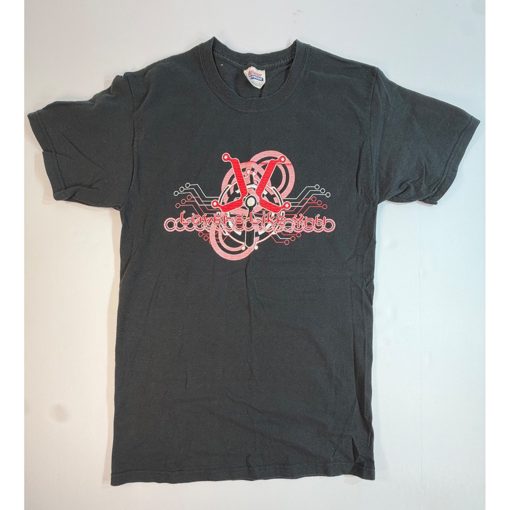 Hanes Heavyweight Lovers Like You Graphic Tee Black Red Y2K Tech Shirt Small